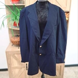 Vintage Alexander Lloyd Wool Blazer Sport Coat Navy Blue Men's 58R